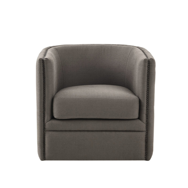 Élégant fauteuil de camping pivotant en taupe - matériaux, conception pliable, transport pratique avec accoudoirs et repose-pieds confort complet, structure en bois massif