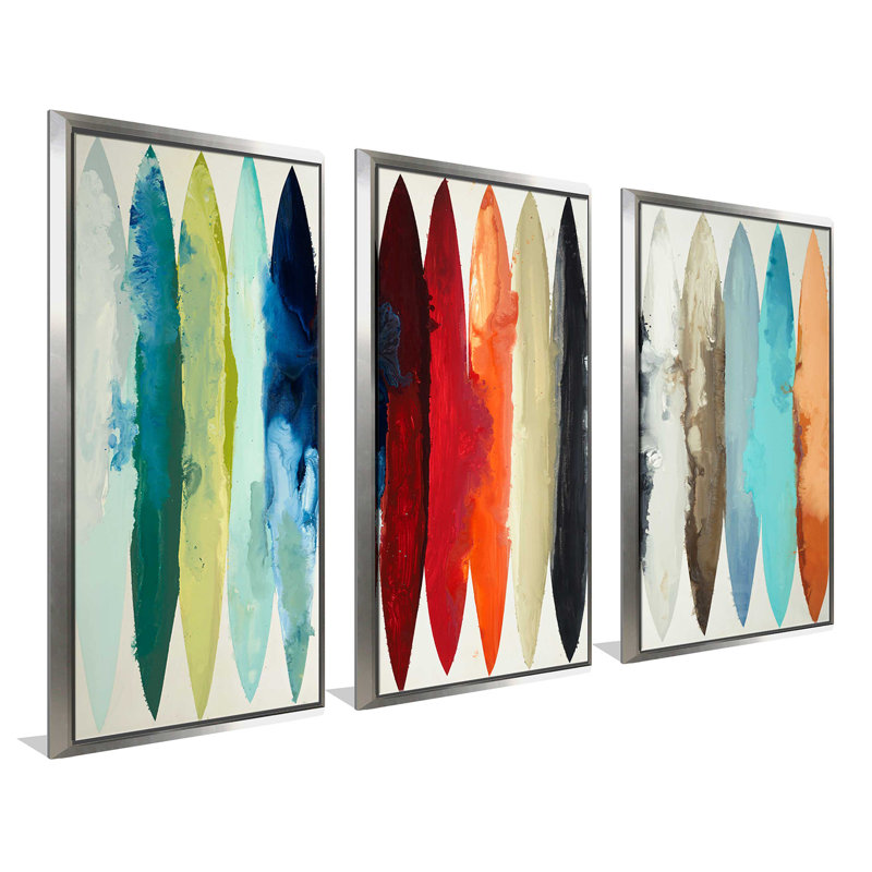 Reproduction d’art sur toile avec cadre flottant 3 pièces, H 33,5 po x l 52,5 po x P 2 po