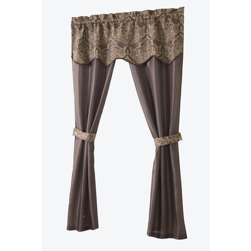 Panneaux de rideaux semi-transparents avec passe-tringle complete window toile Knute, Brun