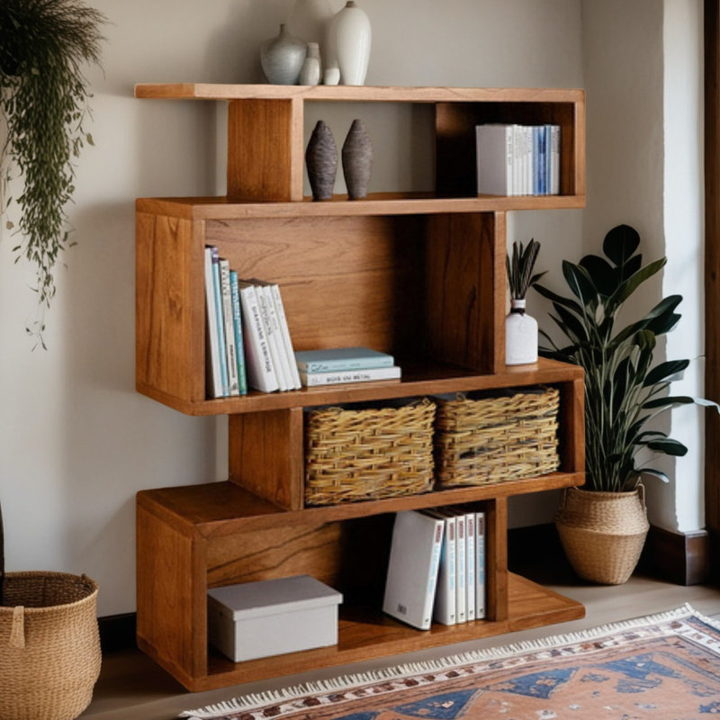 Bibliothèque moderne en bois de frêne, (4 tablettes) H 53,1 po x l 35,4 po x P 11,8 po