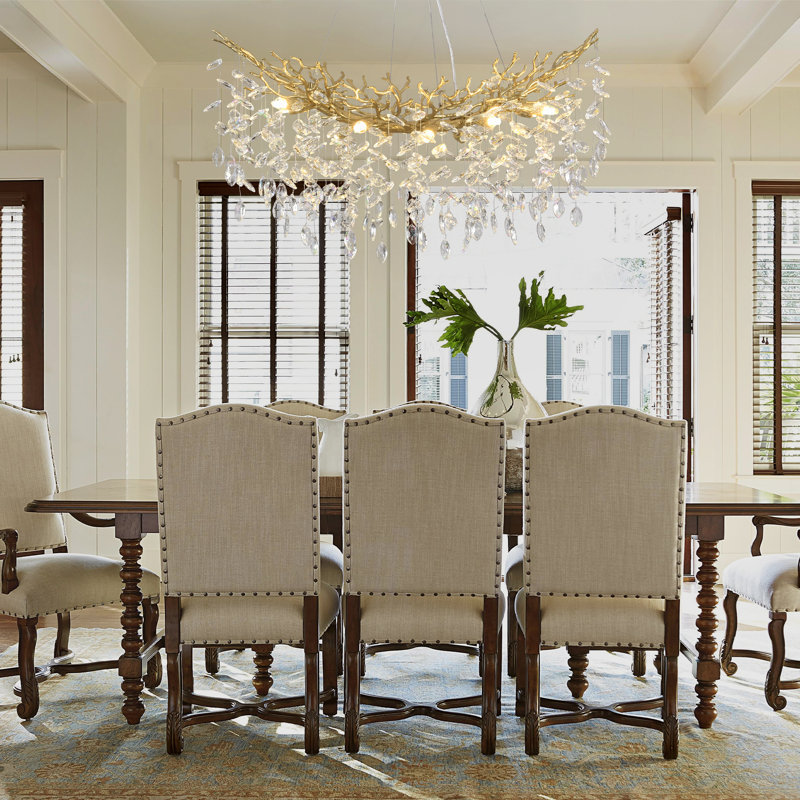 Dimmable Modern Tree Branch Crystal Chandelier For Dining Room, Gold, 19.6" H x 35.4" W x 35.4" D