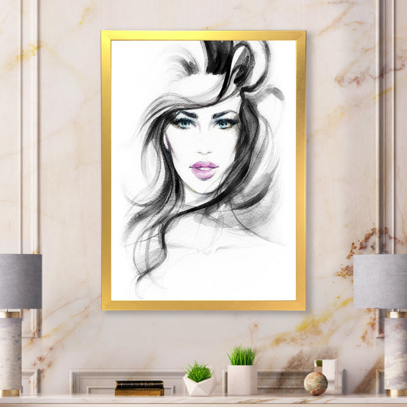 Portrait de femme glam noir et blanc - Art mural sur toile glam, H 40 po x l 30 po x P 1,5 po