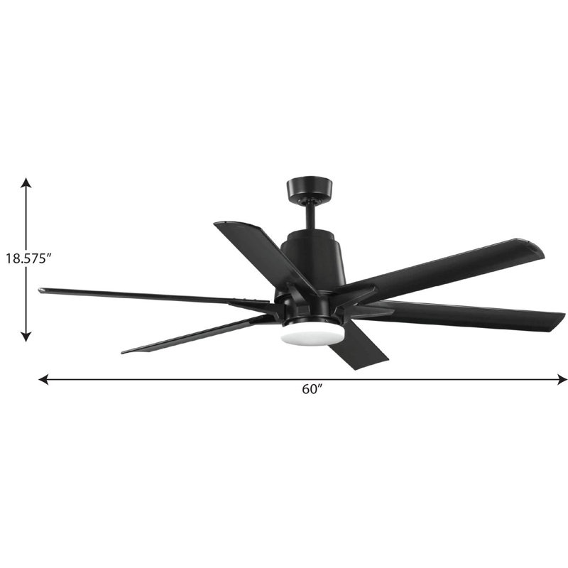 Kiska 60'' Ceiling Fan with LED Lights, Black