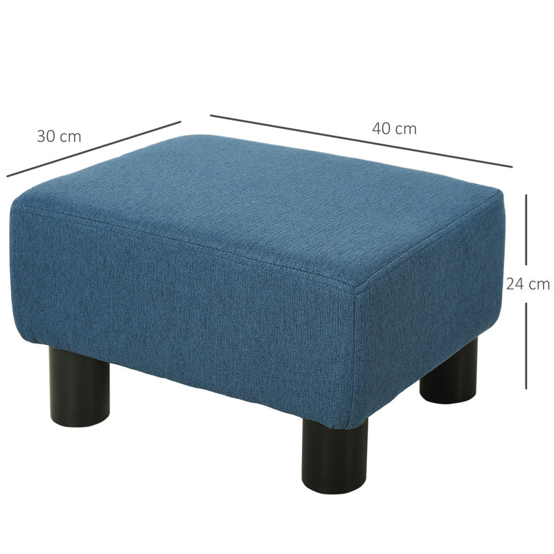 40cm Wide Tufted Solid Colour Footstool Ottoman, Blue