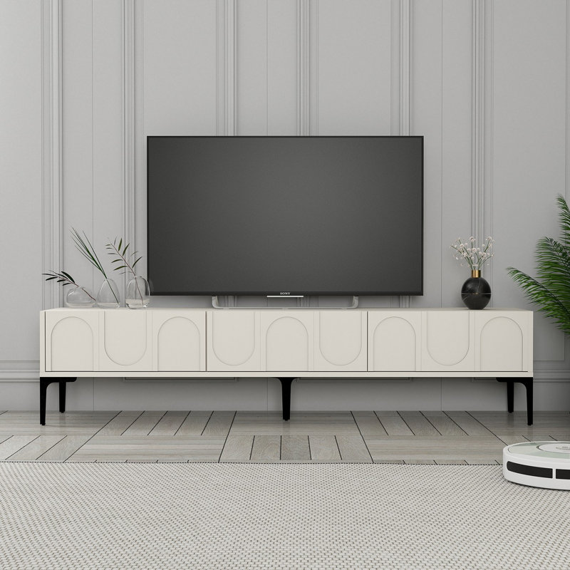 Keikei Unfinished TV Stand, Cream/Black
