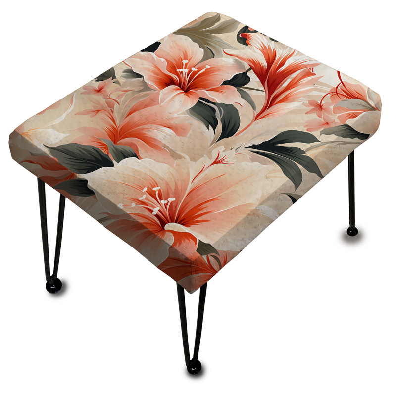 Delicate Neutrals Tropical Pattern I - Tropical Rectangle Ottoman
