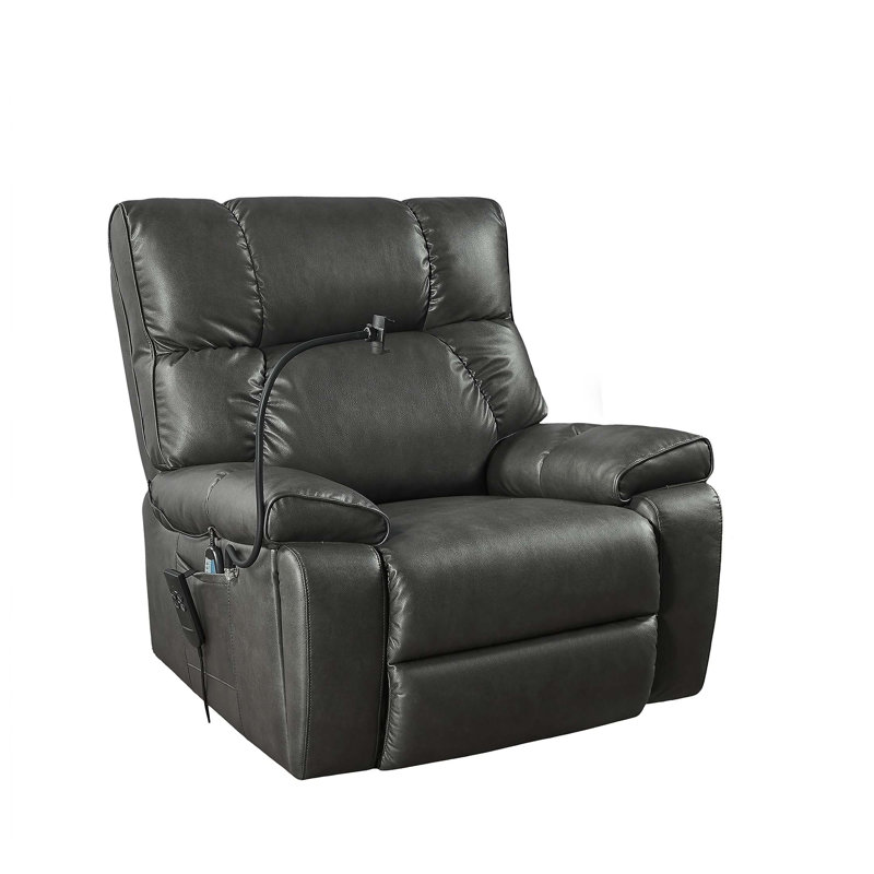 Gobrias Faux Leather Heated Massage Chair, Gray Leather