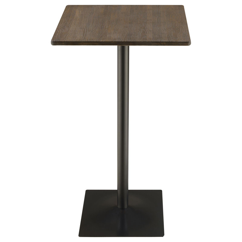 Dark Elm and Matte Black Square Bar Height Table