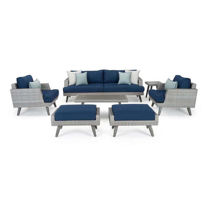 Ehrenfried 5 - Person Patio Conversation Set with Sunbrella® Cushions, Spectrum Indigo Sunbrella®