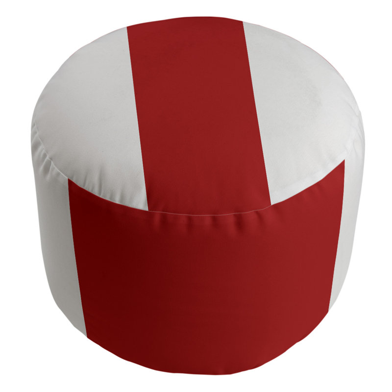 Repose-pieds cubique rond à rayures 20,5", Blanc / Rouge