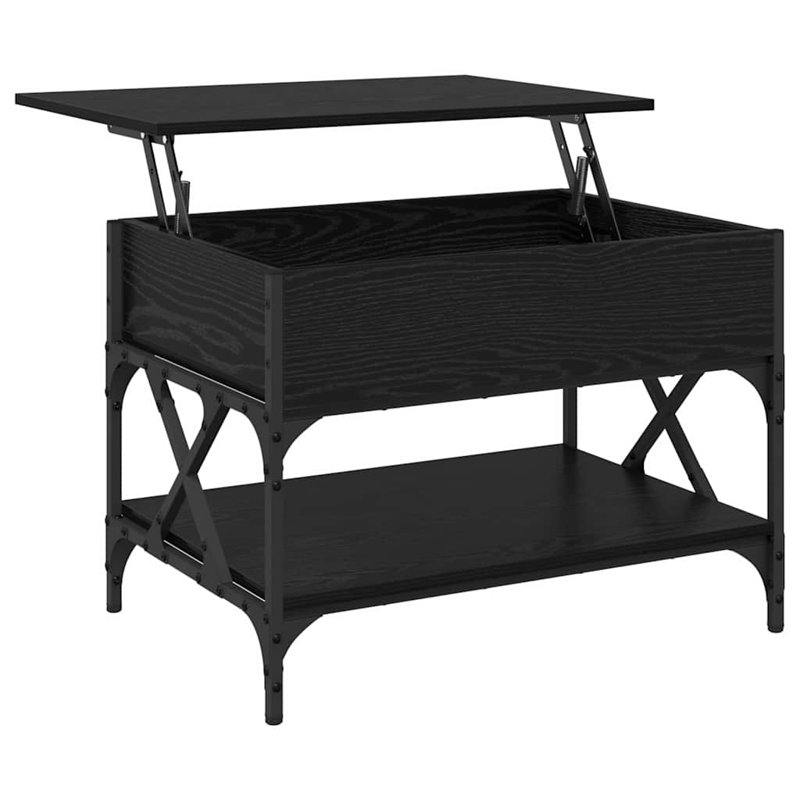 Lift Top Coffee Table with Storage, 50cm. H x 70cm. L x 50cm. W, Black Oak
