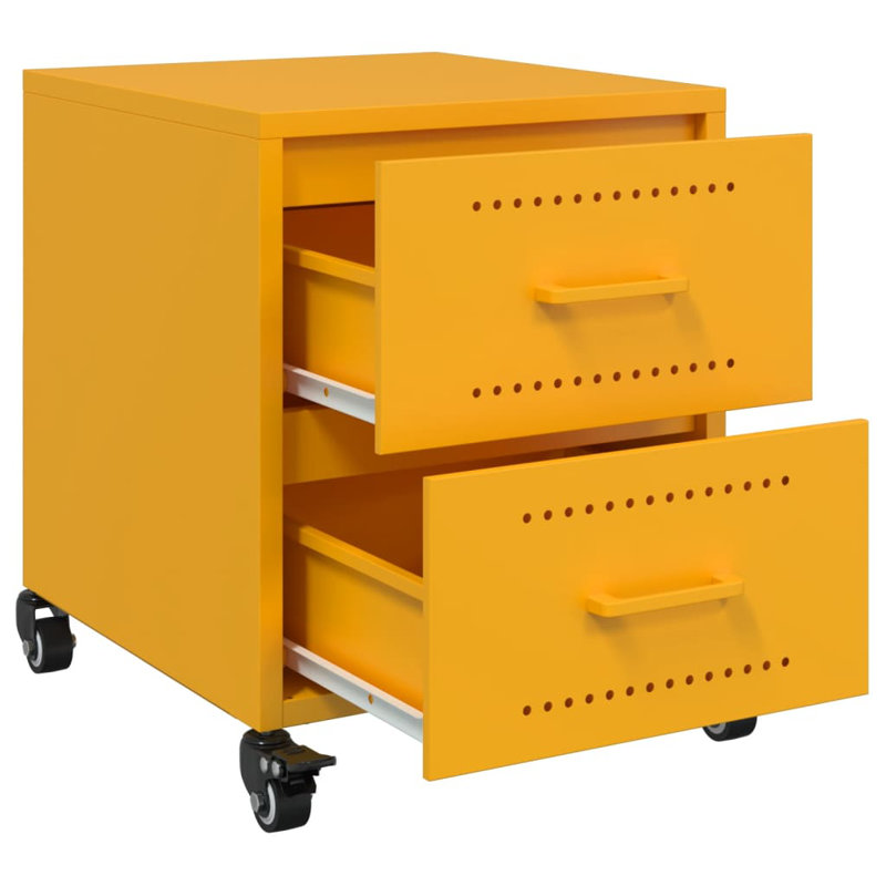Anadalay 36cm W Steel Bedside Table, Mustard Yellow