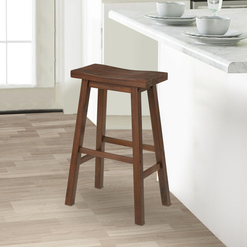Tabouret de bar et de comptoir en bois massif Kaileah, Tabouret de bar (hauteur d'assise de 29,25 po), Brun