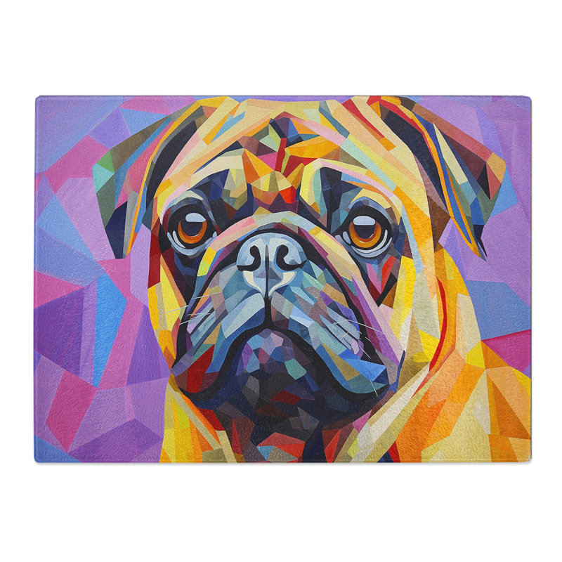 Pug Geometric  Glass Chopping Board