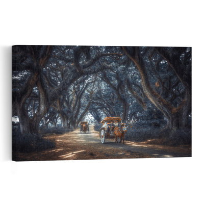 «Enchanted Tree Tunnel Journey», impression dramatique mystique et paisible, paysage de forêt, art mural