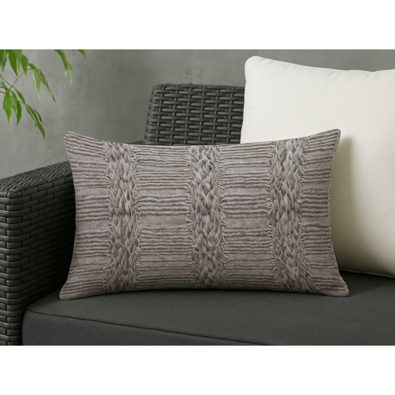 Coussin décoratif intérieur et extérieur Modern, Gris / taupe / gris anthracite géométrique, Rectangle H 20 po x l 14 po