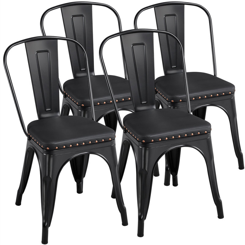 Hellam 18.5'' H Faux Leather Upholstered Side Chair, Black