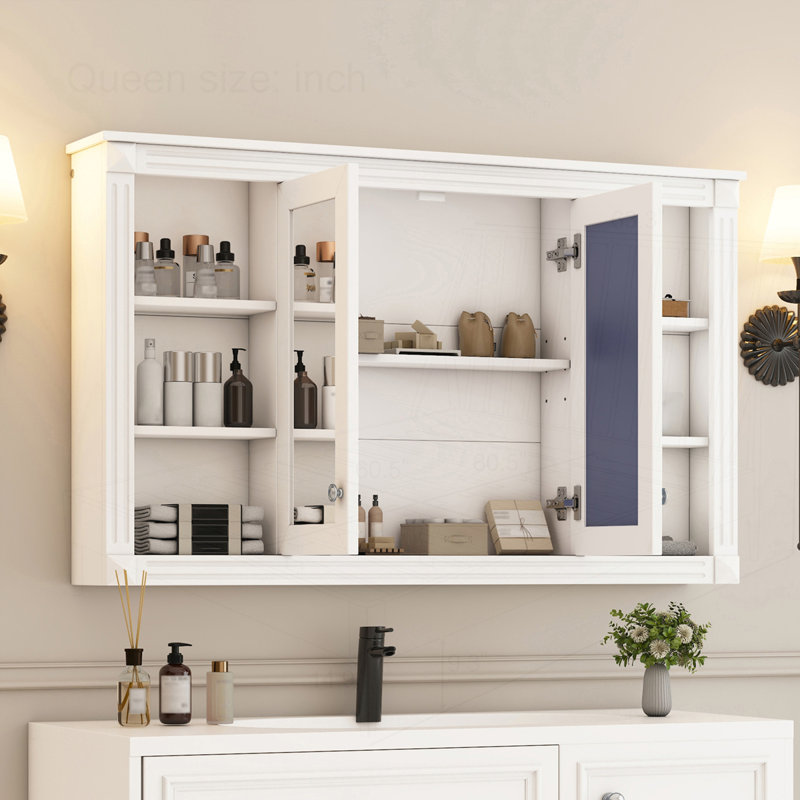 Armoire de toilette avec miroir 47 po, Blanc