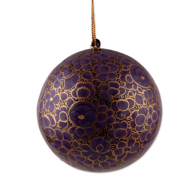 Ornements en papier mâché Novica fait à la main mauve élégance (ensemble de 4)