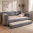 Space-Saving Queen Upholstered Bed With Trundle - USB Charging, Sturdy Frame, No Box Spring-1672724472