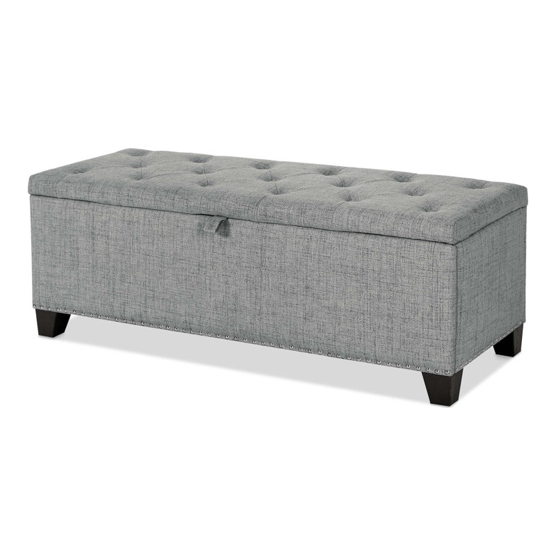Banc de rangement en lin 48 po, Gris