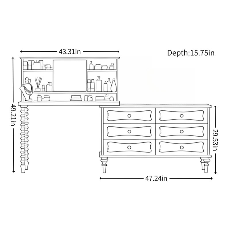 French Retro Light Luxury Dresser, Cream white