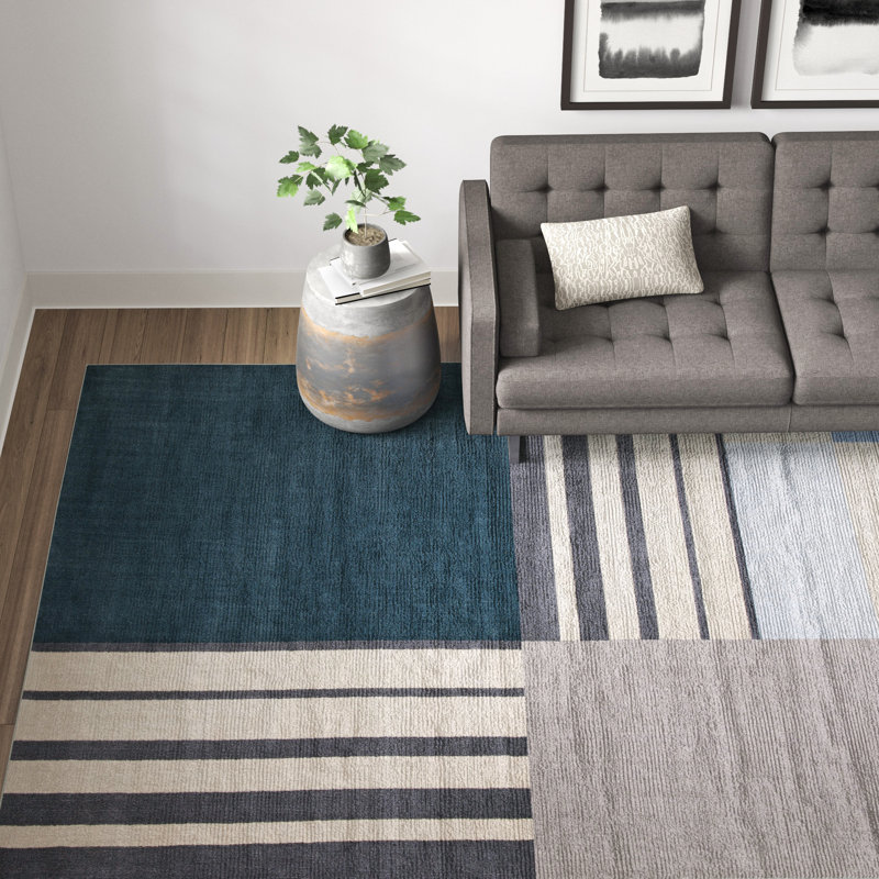 Aslin Geometric Beige/Green/Charcoal Area Rug, Rectangle 10' x 14'