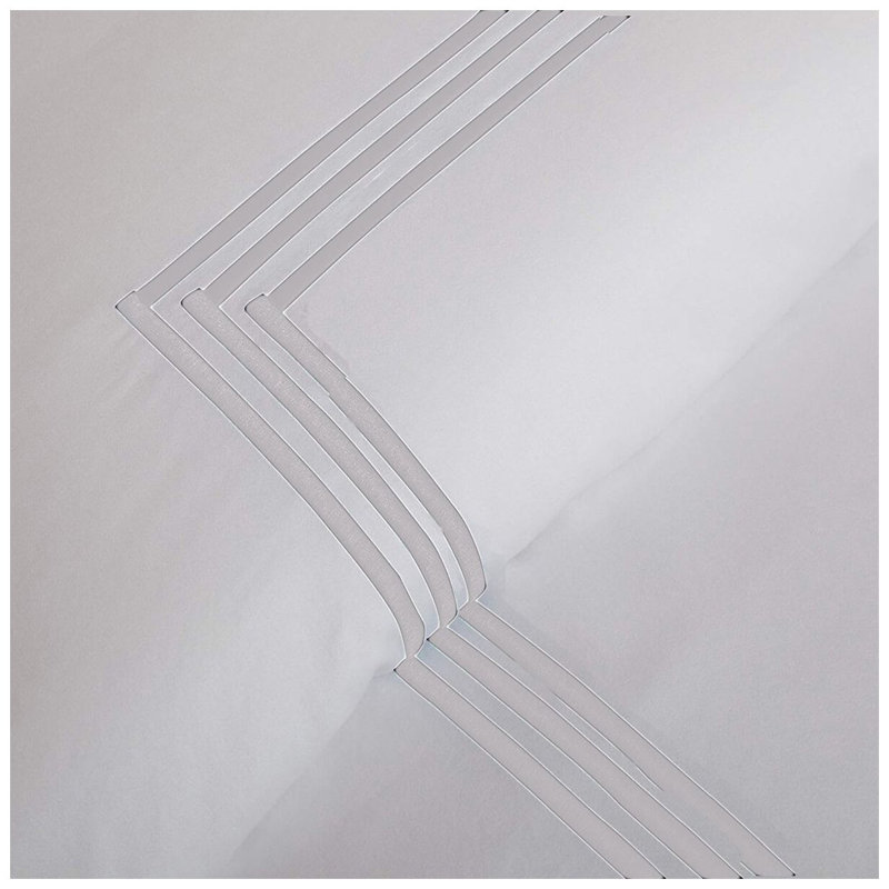 400TC Cotton Triple Embroidery Sateen Solid Duvet Cover Set, White/White, Twin/Twin XL Duvet Cover