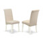 Ensemble de salle à manger 5 pièces comprenant une table de salle à manger rectangulaire avec feuille papillon et 4 chaises de salle à manger Parson en lin crème, blanc lin-655292486-655292487-655292491