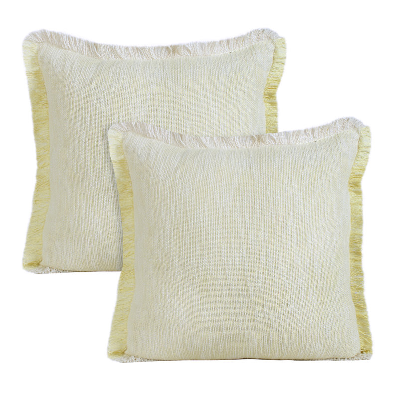 Ensemble de coussins décoratifs décontractés en coton fait à la main, Jaune