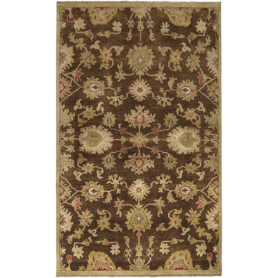 Tapis brun / beige en laine noué à la main Carrickfergus