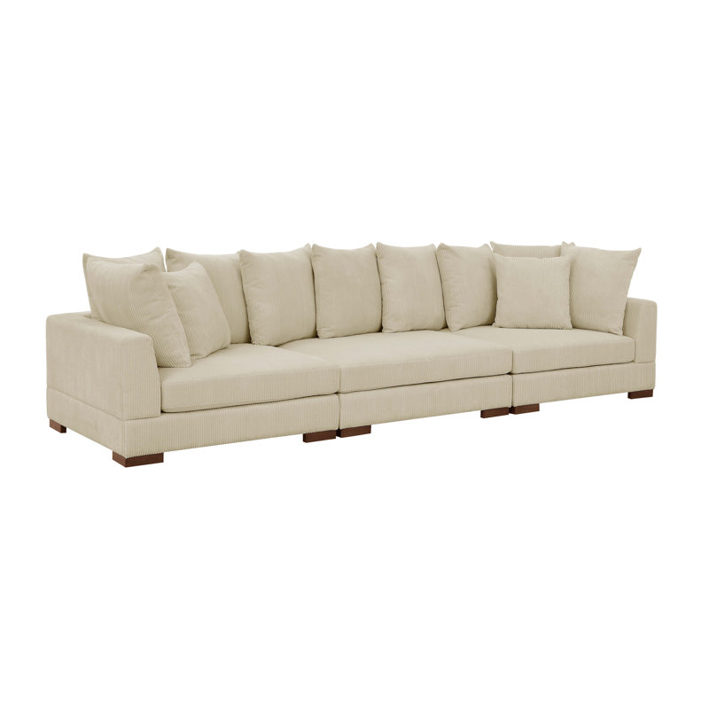 Aulikki 135'' Square Arm Sofa, Cream