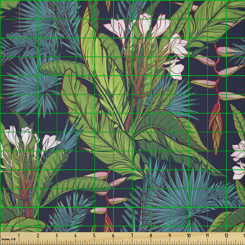 Daviante Tropical Jungle Palm Tree Banana Leaves Frangipani Heliconia Multi-Purpose Fabric
