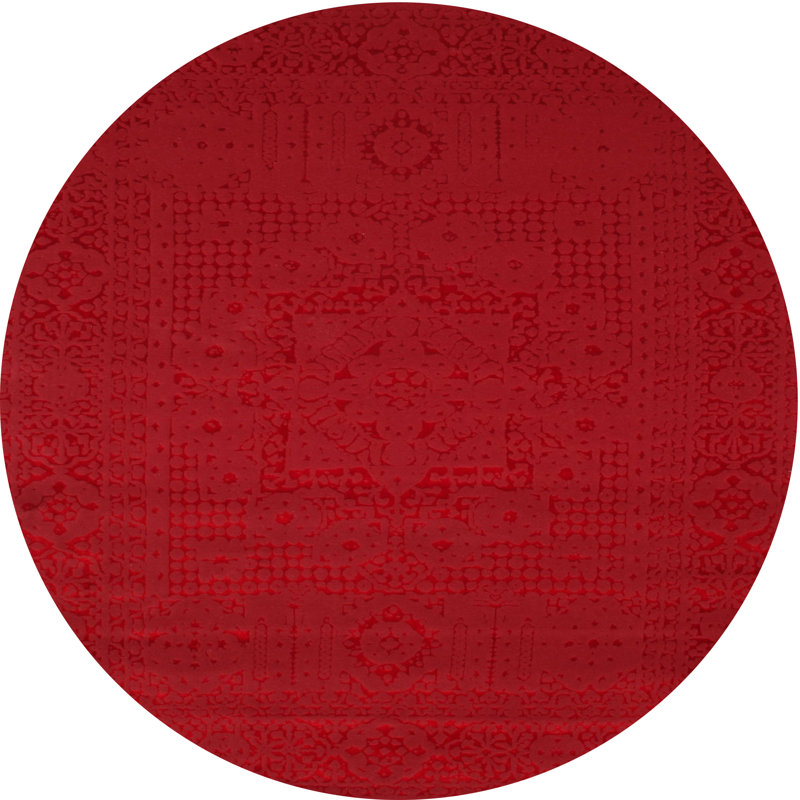 Tapis de zone rouge contemporaine, Rond 4 pi