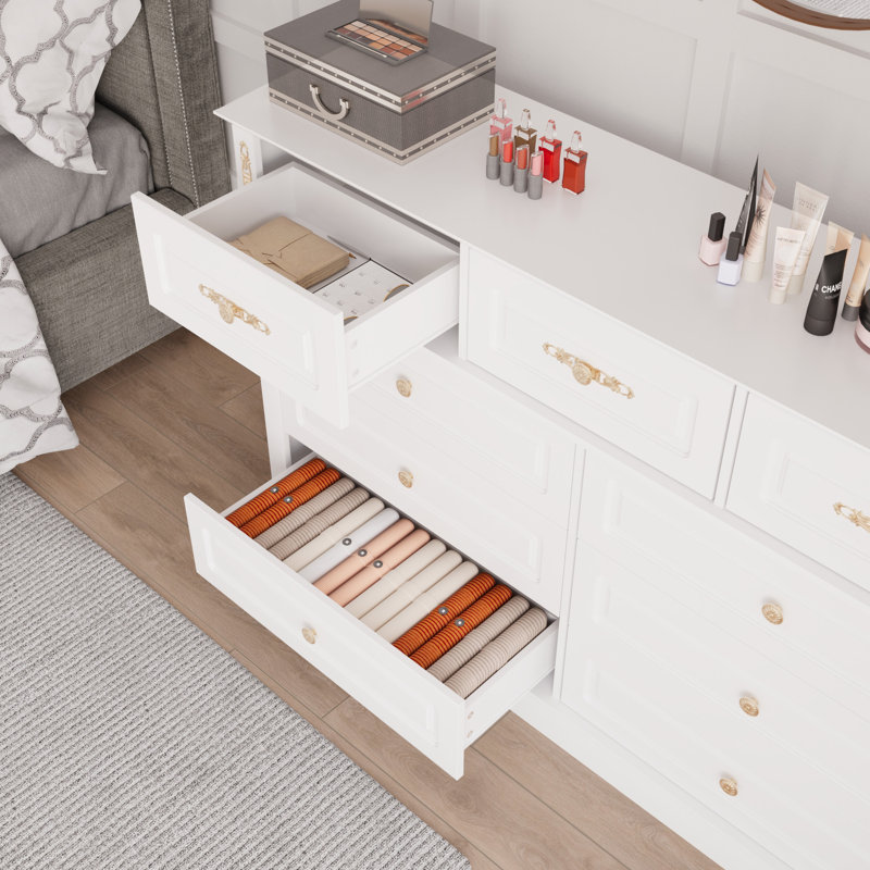 Large Dresser With 9 Drawers, White