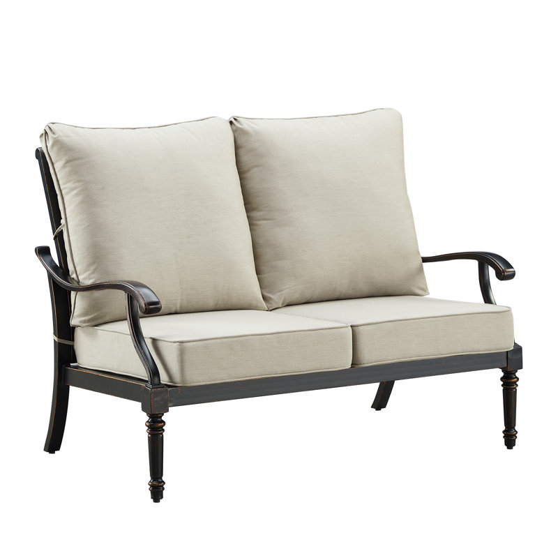 53.1'' Wide Straight Aluminum Loveseat with Cushions, Light Gray