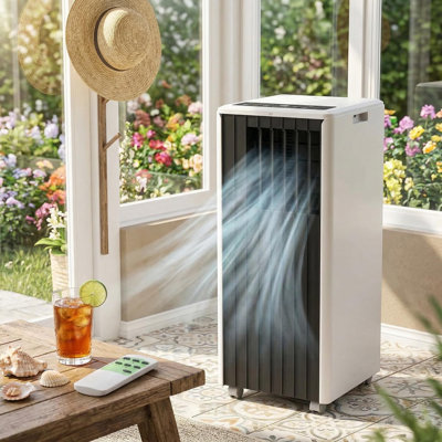 8000 BTU (ASHRAE)/5000 BTU (DOE) Portable Air Conditioner - 3-in-1 Cooling, Dehumidifier & Fan - Quiet, Energy-Saving, for Rooms up to 350 Sq.Ft with Remote & Window Kit.