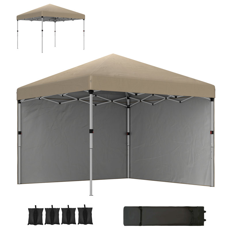 3x3M Pop Up Gazebo, Height Adjustable Party Tent Event Shelter for Garden, Patio, Brown
