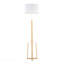 Lampe sur pied étagère contemporaine / glam en marbre blanc et métal doré avec abat-jour en lin blanc par Lumisource