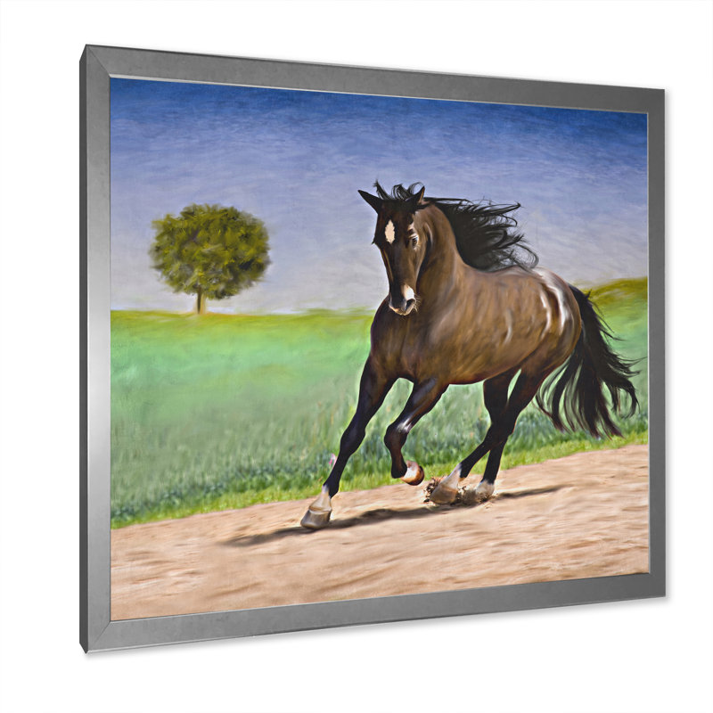 Portrait d'un cheval I - peinture sur toile, H 16 po x l 16 po, Cadre photo argenté