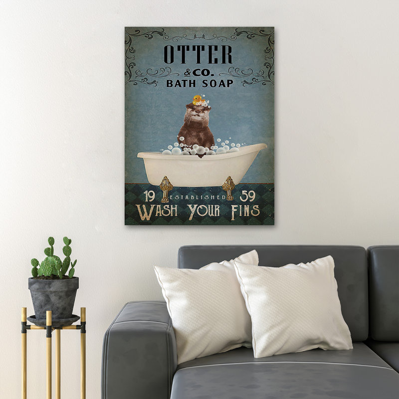 " Otter Taking A Bath ", 14" H x 11" W x 2" D