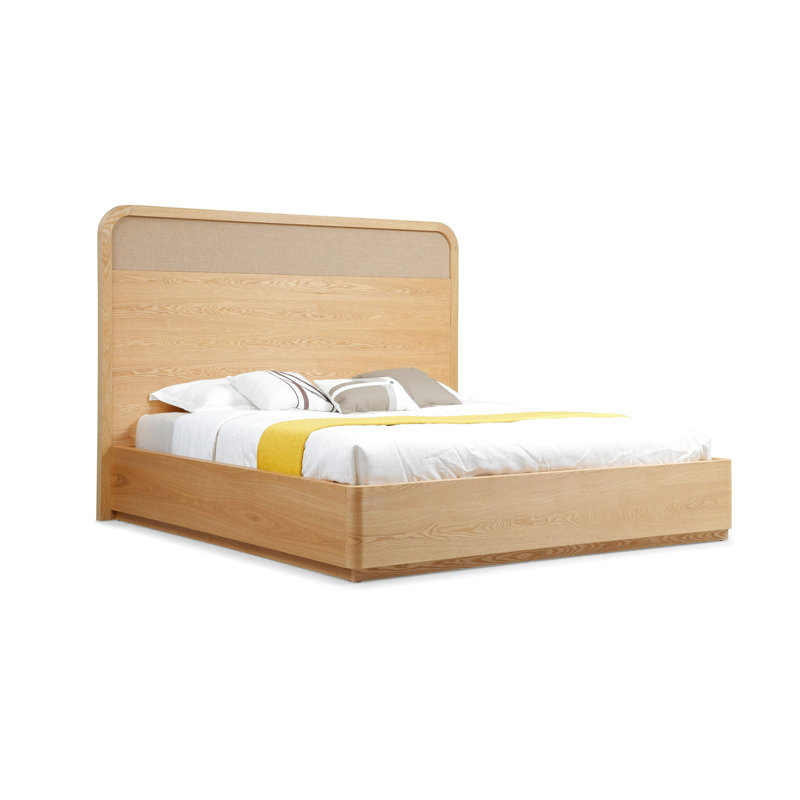 Dalicia - Lit moderne en frêne naturel et en rotin, Grand