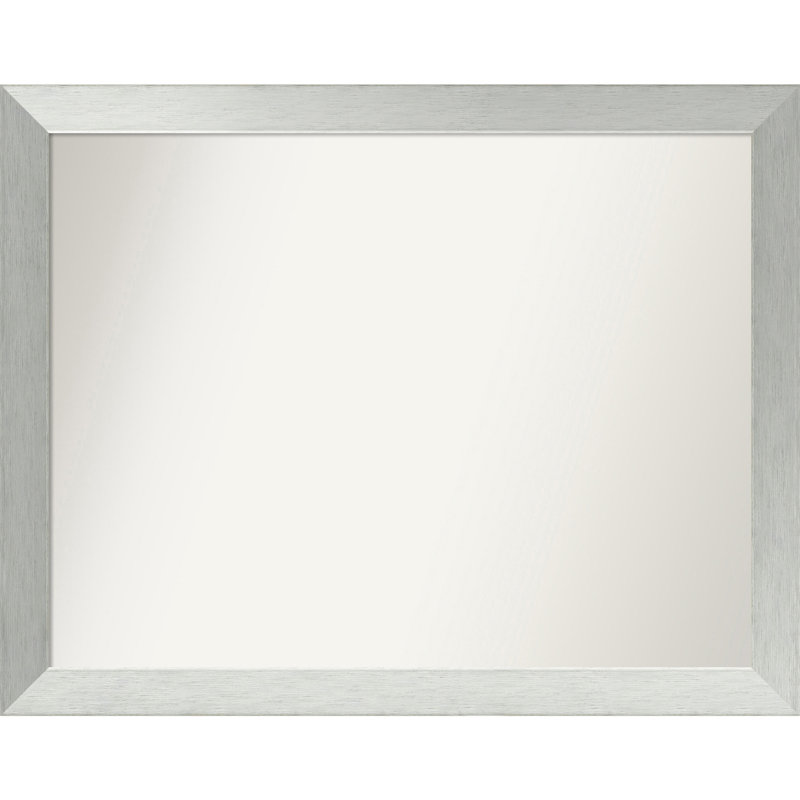 Miroir de salle de bain mural en argent brossé sans cadre, Rectangle, 30 po x 38 po