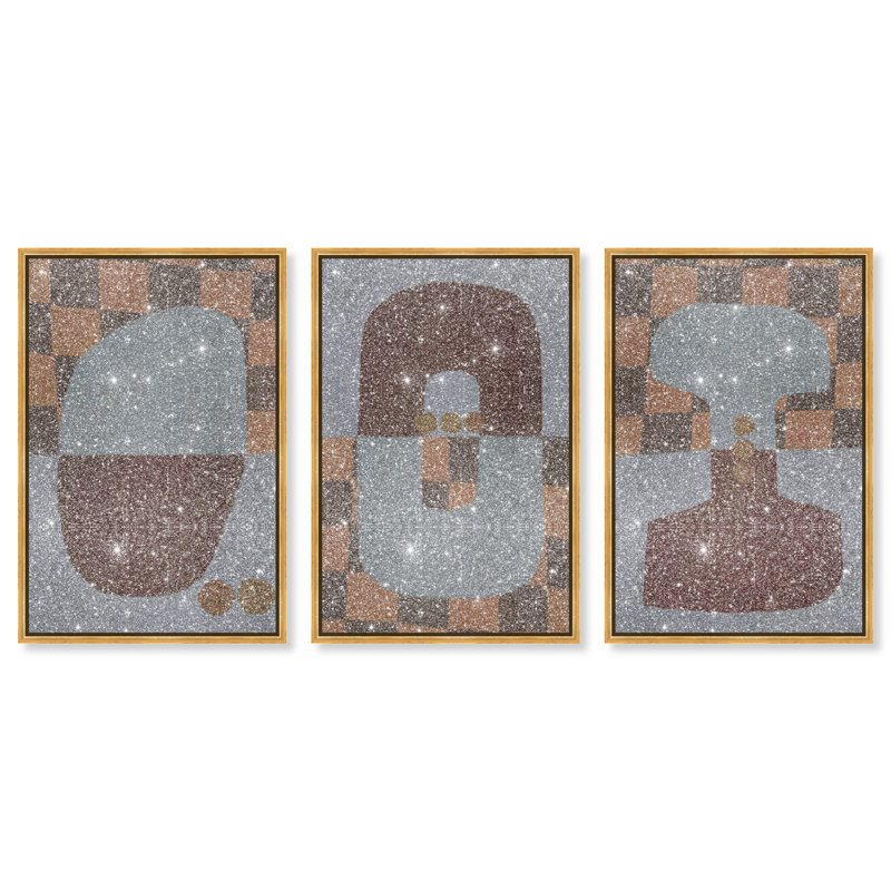 Checkered Dominos Set Set by Oliver Gal, 25" H x 17" W, Gold Floater Frame