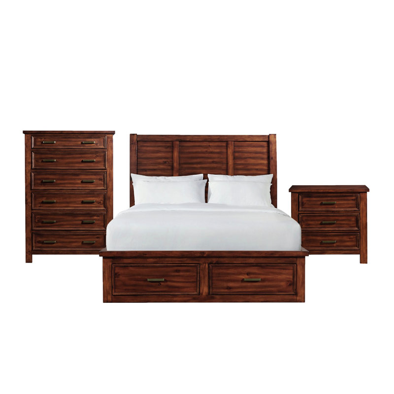Ensemble de chambre avec grand lit 3 pièces Picket House Furnishings Damen, Brun, Grand lit