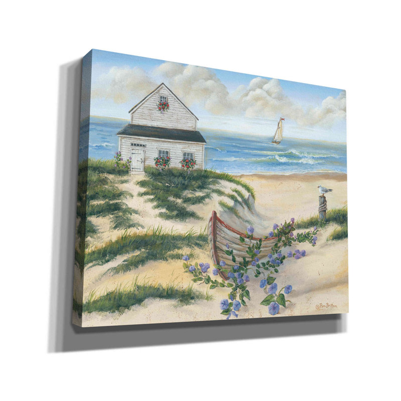 «Beach Cottage II» par Pam Britton, art mural sur toile, H 20 po x l 24 po x P 0,75 po