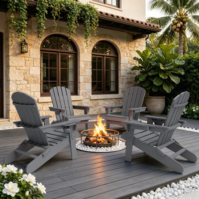 Outdoor HDPE Foldable Adirondack Chair Set
