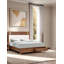 Mid-Century Modern Queen Size Bed W Storage Drawers Walnut Solid Wood Upholstered Hb Reading Light Bedroom Furniture-1917230398