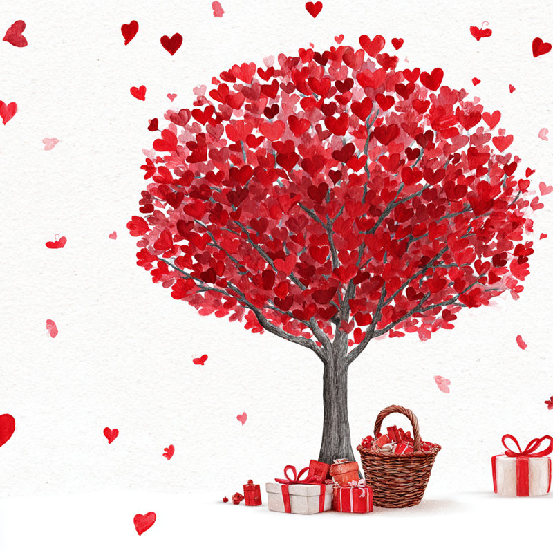 «Watercolor Heart Tree», art mural sur toile tendue, 12 po L x 12 po H x 1 po P