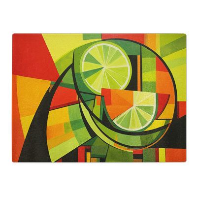 Lime Fruit Constructivism  Glass Chopping Board